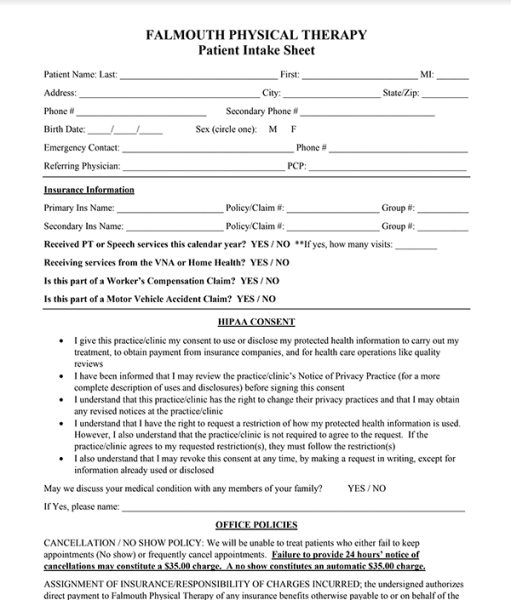 Patient Intake Form 072722